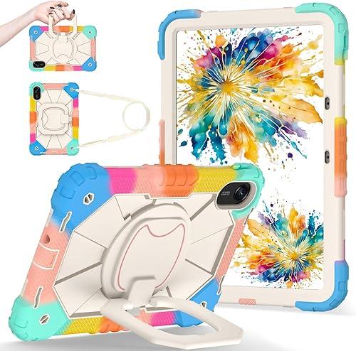 Shoulder Strap Tablet Case for Huawei MatePad 12 X 2024, Heavy Duty Shockproof Protective Cover with Kickstand, Handle, Shoulder Strap for Kids Women Man Colorful Blue