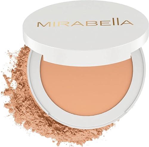 MIRABELLA - Invincible for All Pure Press Foundation, HD-Finish Pressed Powder, Buildable Mineral Pressed Powder Compact with Jojoba & Triglyceride, Age-Defying Makeup for All Skin Types, Tan T12