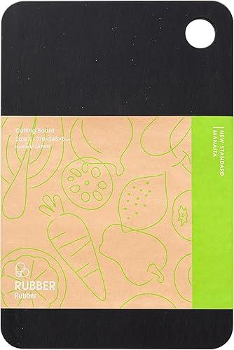 RUBBER Rubber Cutting Board, Black, L, Synthetic Rubber, Large, Present, Made in Japan, 14.6 x 9.6 x 0.3 inches (370 x 245 x 8 mm) NBD003