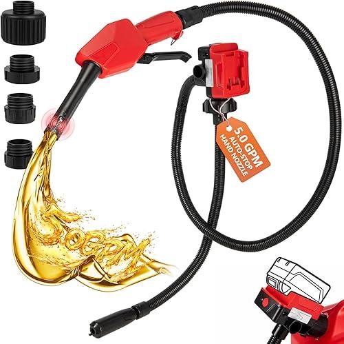 5GPM Cordless Fuel Transfer Pump,Auto-Stop & Hand Nozzle, Compatible with DeWalt 20V & Milwaukee 18V Batteries, 51'' hose,Vertical Operated Gas Can Pump for Diesel,Gasoline(Bare Tool)