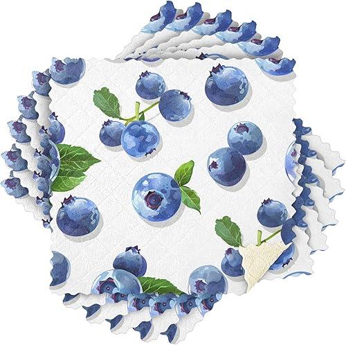 ALAZA Dish Towels Kitchen Cleaning Cloths Blueberry Dish Cloths Absorbent Kitchen Towels Lint Free Bar Tea Soft Towel Kitchen Accessories Set of 6,11"x11"