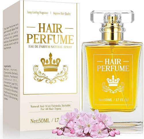 Hair Perfume, Moist Essential Oils for Dry Damaged Hair, Long-lasting Hair Refreshes Mist, Fragrance Pheromone Perfume for Women, Nourishing Dry Hair, Provides Softness and Brilliant Shine, 1.7fl oz