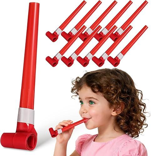 VOSAREA 50pcs Party Blowers Noisemakers, Bulk Whistles for Kids, Noise Maker Blowouts for Birthday, New Year Party Supplies, Red