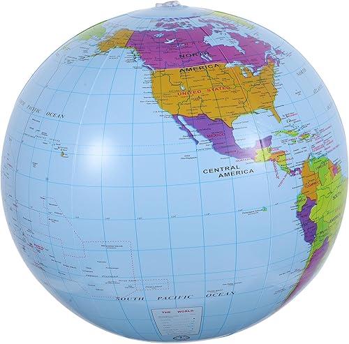 STOBOK 12 Inch Inflatable Globe Earth Map, Blow Up Beach Ball for Kids Learning Education, Classroom Geography Teaching Toys, Pool Party Favors Supplies (PVC)