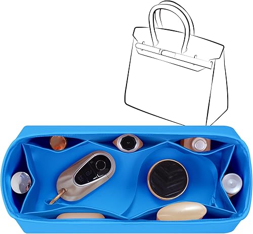 3-Piece Set Silky Bag Insert Fit for Birkin 25/30/35, Lightweight and Silk Touch (BK30 Sellier, Aztec Blue)