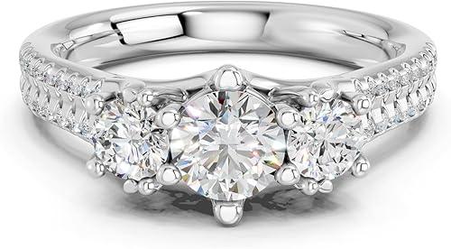 0.90 Carat F-G/VS Round Lab Grown Diamond Engagement Ring for Women Made in 10K / 14K /18K Solid Rose Gold/White Gold/Yellow Gold