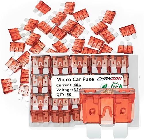 50Pcs UL Listed 40Amp Fuse Standard Blade ATC/ATO/APR 40 32V Auto Fuses Fast Blow for Automotive Car RV Truck SUV Chanzon