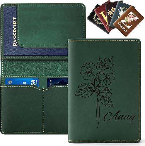 Personalized Passport Holder for Travel, Custom Leather Passport Wallet, Passport Case with Card Slots and Cash Pocket, Custom Photo/Name/Initial, Ideal Travel Gifts for Men & Women Style4