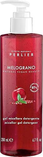 Perlier – Pomegranate Face Cleansing Micellar Gel, 6.7 fl oz, Antioxidant-Rich Cleanser with Bio-Fermented Pomegranate, Gently Removes Makeup and Impurities, Alcohol-Free, All Skin Types