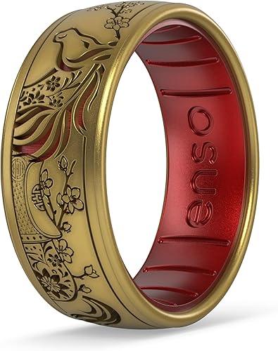 Enso Rings Dualtone Silicone Ring - Comfortable and Flexible Design - 7.9mm Wide, 2.18mm Thick - Year of the Horse