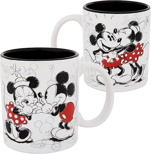 Jerry Leigh Mickey and Minnie Mouse Kissy Sketch 11oz. Mug