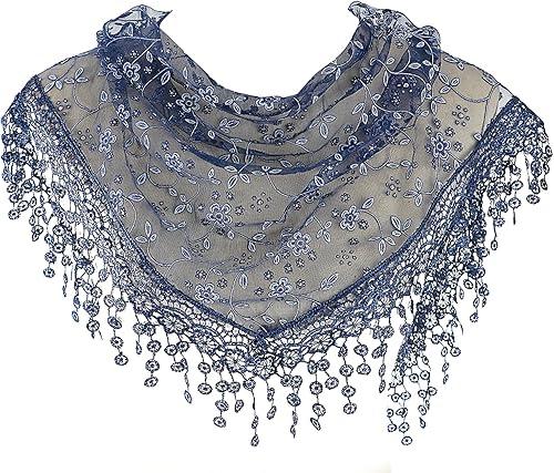 BLESSUME Medieval Headscarf Wimples Women Triangle Veil Classic Mantilla Soft Lace Chapel Veil