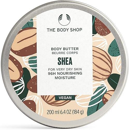 The Body Shop Shea Body Butter, 96H Nourishing Moisture, For Very Dry Skin, Vegan | 200 mL / 6.4 Oz (184g)