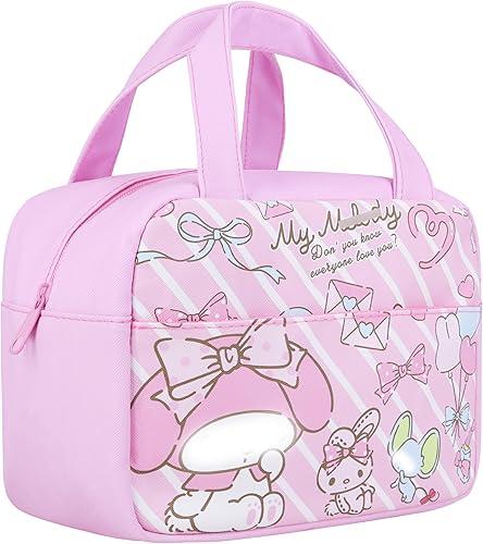 Roffatide Insulated Leakproof Anime Lunch Bag Waterproof Cooler Tote Reusable Lunch Container for Picnic (Pink)