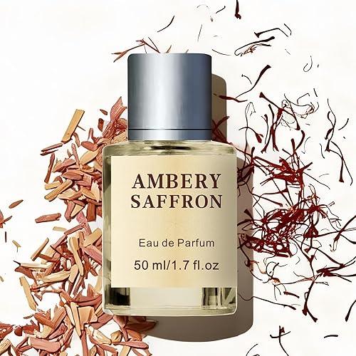 Ambery Saffron Eau de Parfum for Women and Men, Long Lasting Luxury Unisex Perfume Spray, Sophisticated Warm & Woody Fragrance, Vegan & Cruelty-Free, 1.7 Fl Oz (50ml)