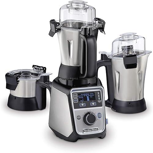Hamilton Beach Professional 4-in-1 Juicer Mixer Grinder, Commercial-Grade 1400 Watt Motor, 3 Leakproof Jars, For Wet and Dry Spices, Chutneys and Curries, Engineered in India & USA (58770), Stainless