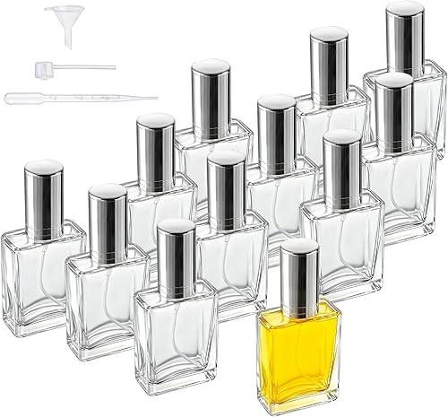 YU FENG 12pcs 15ml Refillable Glass Atomizer Spray Bottles with Funnels Pipettes Dispenser for Perfume,Fragrance,Lotion,Essential Oil