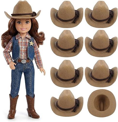 8 Pcs Mini Cowboy Hats 3.34 Inch Tiny Western Style Cowboy Hats for Dolls - Miniature Western Accessories for Crafts and Party Decorations