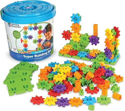 Learning Resources Gears! Gears! Gears! Super Building Toy Set, STEM Toys, Construction Toys, Gears for Kids, 150 Pieces, Ages 3+, Blue