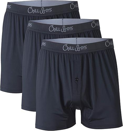 Chill Boys Performance Boxers 3 Pack Men's Underwear Cool Mens Boxers. Moisture Wicking Underwear. Comfortable Boxer Shorts