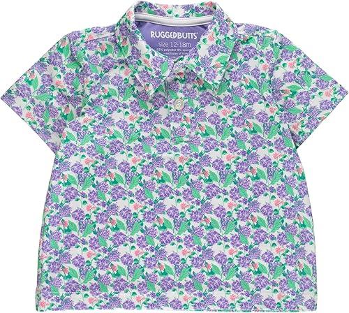 RUGGEDBUTTS Baby/Toddler Boys Knit Collared Short Sleeve Active Performance Polo
