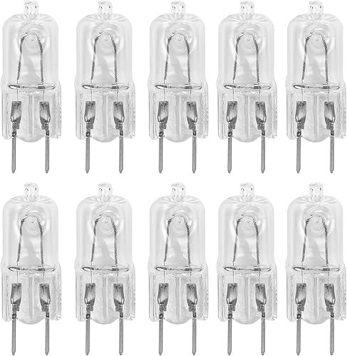 10 Pack-G8 20Watt 120V Halogen Light Bulbs T4 JCD Type 120V Bi-Pin Base Shorter 1-1/4" (1.25") Length 20W Lamp Soft White Under Cabinet Puck Lighting Replacement Dimmable Hood Range Q20/G8/CL/120V