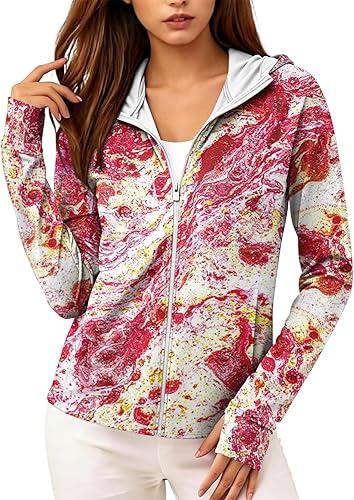 Women's Sun Protection Lightweight Zip Up Hoodie with Drawstring Hood Pockets Long Sleeve Jacket Outdoor Wear