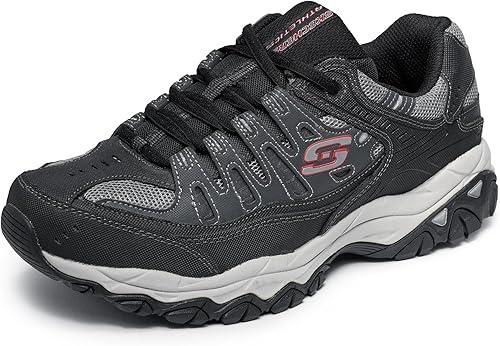 Skechers Men's Afterburn M. Fit Fashion Sneakers - Leather Upper, Memory Foam Insole, Rubber Outsole