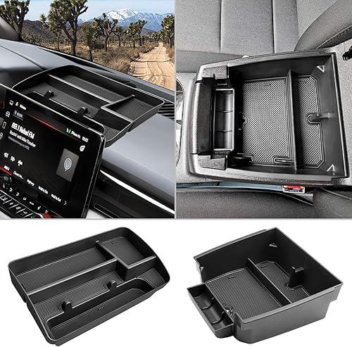 CDEFG 2PCS for 2023-2025 2026 Chevy Colorado Canyon Center Console Organizer for 2023 2024 2025 2026 Chevrolet Colorado GMC Canyon Accessories Middle Console Storage Box(Not for Speakers on Dash)