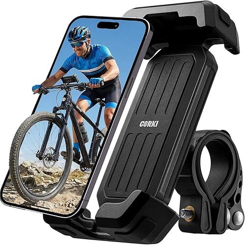 corki Bike Phone Holder Universal Motorcycle Phone Mount with 360° Rotatable Locking Mechanism & Heavy-Duty Handlebar Cradle for Bicycle Ebike Scooter, Fits iPhone & Smartphones
