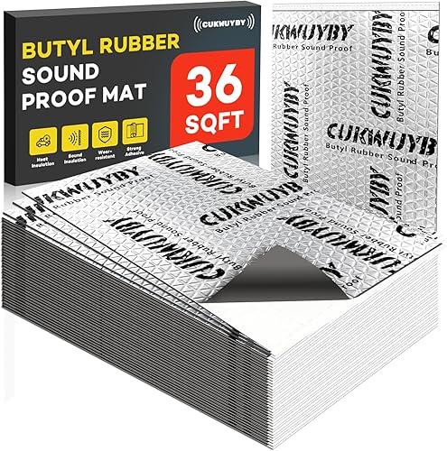 Sound Deading Material for Cars, 80mil (2mm) 36 sqft (3.4 sqm) Car Sound Deadening Mat, Butyl Automotive Sound Deadener, Noise Insulation and Vibration Dampening Material (33 pcs)