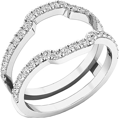 Dazzlingrock Collection Round White Natural Diamond Enhancer Guard Ring for Women (0.50 Ctw) in Real Solid Gold