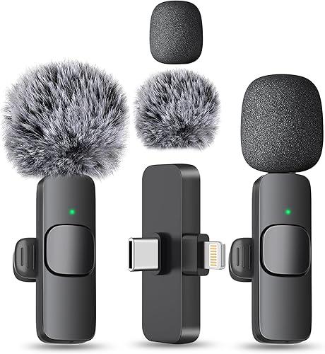 MAYBESTA Wireless Mini Microphone for iPhone, Android Phone - Lavalier Lapel Mic for Audio Video Recording - Clip on Content Creator Microphones for YouTube Tiktok Podcast Vlogging