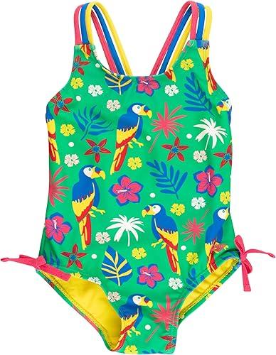 RuffleButts Girls UPF50+ Sun Protection Tie Shoulder/Cross Back One Piece Swimsuit