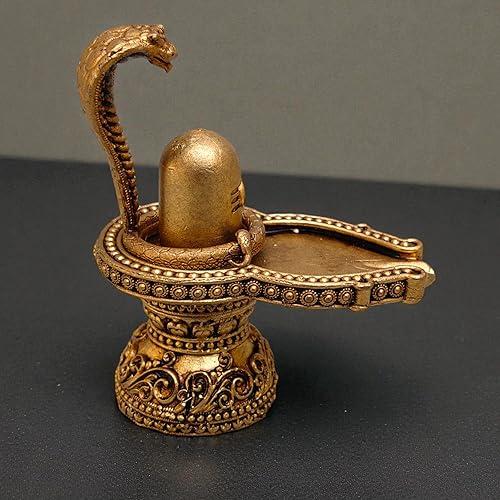 Brass Shivling Shiva Shiv Parivar Sculpture Murti Idol Family Statue (2.25"inch, 90 Gram) Decorative Worship Lord Shankar Shiv Lingam Hindu Gods for Home Temple Pooja Deity Brass Idol Vastu Gift