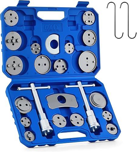 Orion Motor Tech 24pc Brake Caliper Compression Tool Set, Heavy Duty Brake Piston Compressor Tool and Wind Back Tool Kit for Brake Pad Replacement, Universal Disc Brake Caliper Tool Set with Blue Case