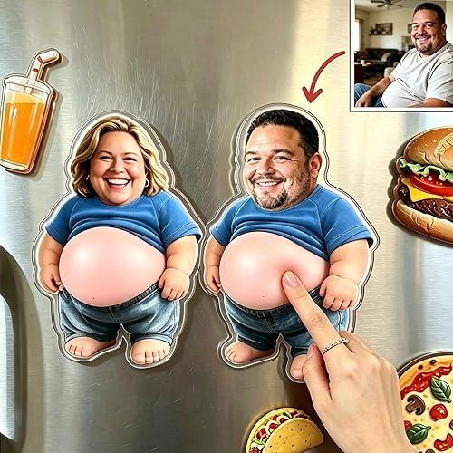 Personalized Face Squishy Belly Sensory Mystery Anti-Collision Sticker, 2PCS Custom Squishy Belly Fridge Magnet Sticker with Soft Squeeze Belly Squishy Stress Balls Fidget Gift for Adults