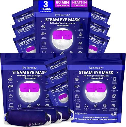 Lure Essentials Eye Serenity Steam Eye Mask, Heated Eye Mask, Self Heating Warm Compress for Dry Eyes, Fast Relief for Stye, Puffy Sensitive Eyes, Moist Heat, Gift for Women and Men - Unscented