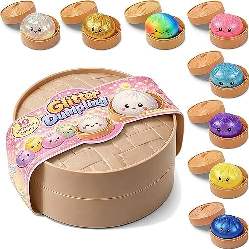 Dumpling Squishy Surprise Box, Dumpling Squishy, Glitter Dumplings Squishies with Steamer Box, Surprise Box Design for Endless Fun (1Pc)