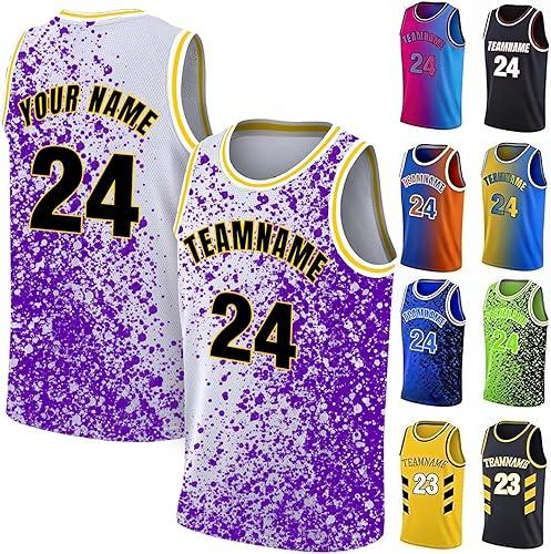 Custom Basketball Jersey Team Name Number Personalized Practice Shirt for Men Youth Kids Boys College University, S~4XL