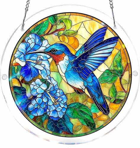 Stained Glass Style Puzzle Suncatcher, Acrylic Puzzle for Adult Window Hanging, DIY Crystal Jigsaw Art, National Puzzle Day Decorations, Creative Home Decor Ornament with Whimsical Pieces (O)