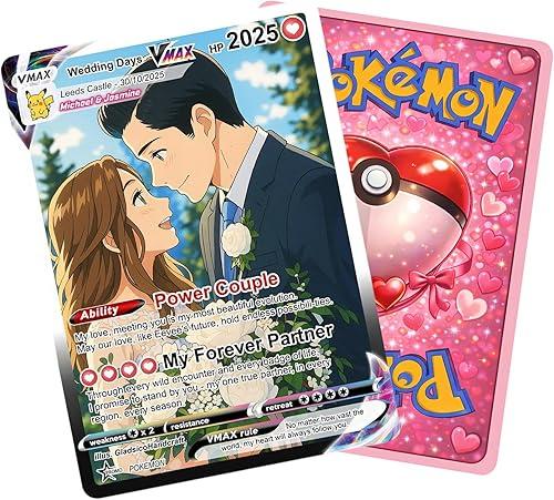 Custom Poke Card from Couple Photo - Anime Style Poke Cards, Couple Commemorative Card, Valentine Day Gift for Her