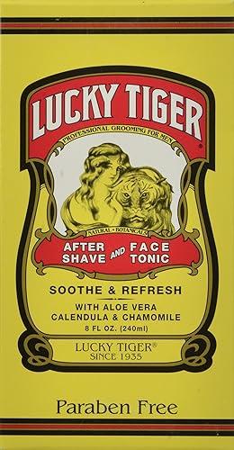 Lucky Tiger After Shave and Face Tonic (8 Fl Oz) – Alcohol-Free Aftershave Lotion for Men – Soothing Face Toner with Aloe Vera, Calendula & Chamomile for Razor Burn Treatment
