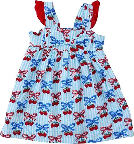 RuffleButts Baby/Toddler Girls Flutter Bow Woven Dress