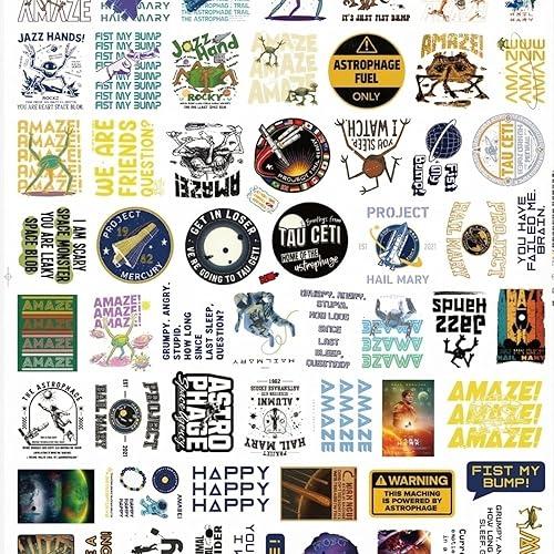 60 PCS Astronaut Stickers, Project Hail Mary Stickers Project Hail Mary Merch for Fans, for Skateboard,Laptop Stickers for Girls Boys Classroom Prizes