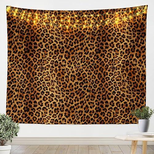 Feelyou Leopard Tapestry Cheetah Decor Wall Hanging Geometric Wall Tapestry African Safari Animal Tapestries Modern Abstract Pattern for Kid Boy Men Artwork, Large 59"x82"