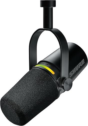 Shure MV7+ Dynamic Microphone – USB-C & XLR Podcast Mic for Streaming, Recording & Broadcasting, OBS Certified, Auto Level Mode, Digital Pop Filter, LED Panel, Black