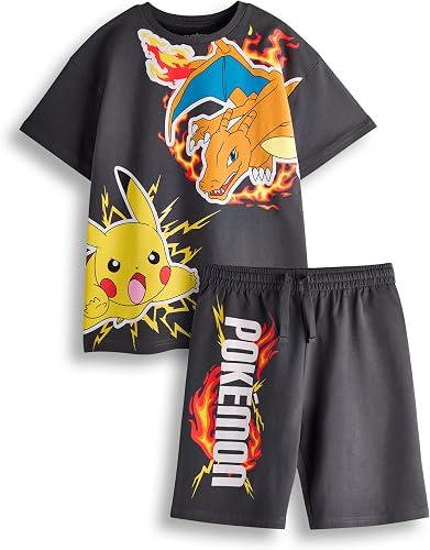 Pokemon Boys T-Shirt & Shorts Set Kids Graphic Tee & Bottoms Clothing | Pikachu Charizard Pokeball Complete Matching Outfit