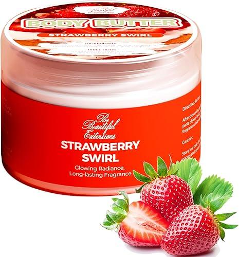 body butter strawberry scent long -lasting fragrance,hydrate skin jojoba oil and more 8oz