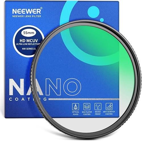 NEEWER 55mm Ultra Low Reflectivity UV Lens Filter, UV Protection Filter with Multi Resistant Coating, HD High Transmittance Optical Glass, Ultra Slim Aluminum Frame, Water/Scratch/Oil Resistant